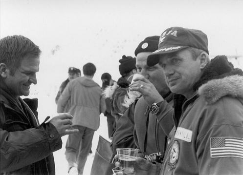 [319celebration.jpg]
CDR Desko CO VXE-6 (left) and Capt Lefty Nordhill task force commander (right) toast completion of 319 salvage work at Dome Charlie.