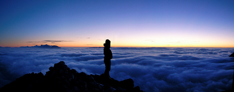 [20070201-DuskSeaOfCloudsPano__.jpg]
This wasn't our intended Chartreuse summit on this after-work hike that started in darkness and soon saw us follow the wrong trail, but we enjoyed dusk above the clouds covering Grenoble as a result.