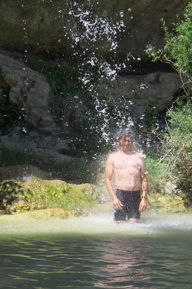 [20130715_152057_Plouf.jpg]
After a day of climbing and mountain biking, here's a quiet waterfall to wash away the dirt. That is until a bunch of bums show up with about 10 dogs who immediately start fighting in the water.