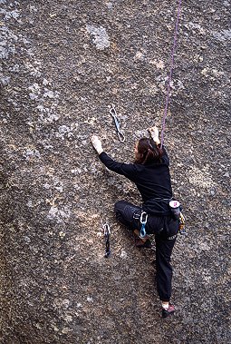 [Vedauwoo.jpg]
In Wedauvoo there's a choice only between offwidths or slabs. You are lucky if the former don't shred you and if the latter are bolted.