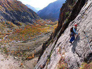 Slab climbing at Ailefroide