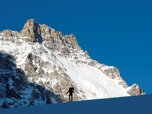 Skiing up the Glacier Noir in the Écrins NP