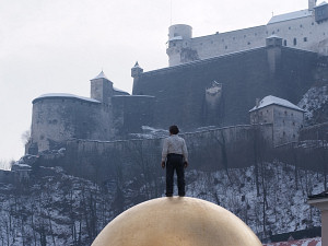 Modern sculpture below Salzburg's Festung Hohensalzburg