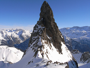 Balmette pass below the great peak of Belledonne (father off the right of the image)