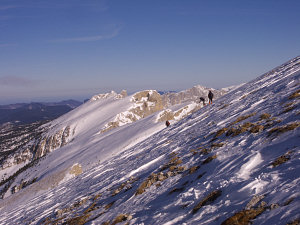 Wind-swept snow on the Grand Veymont, highest summit of Vercors