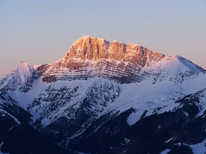 The highest summit of Vercors, Grand Veymont, in winter