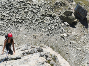 Climbing above the Soreiller hut