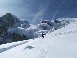 Back on safer ground after having skied Mt Blanc