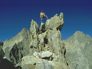 Vincent on the summit of Pointe Dibona