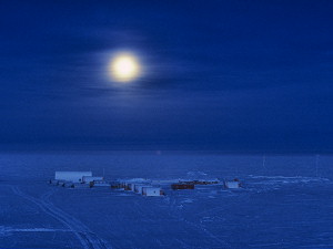 The moon rising above the summer camp