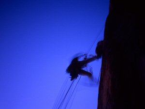 Jugging at night. Salathé Wall, El Capitan