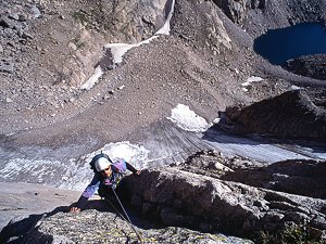 Brad on Stetner's Ledges, Longs Peak