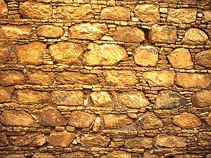 Colored stone wall